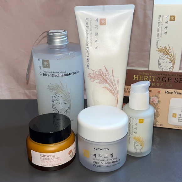 Glamfox Other - GLAMFOX K-Beauty 5pc Skincare Set Rice Niacinamide Ginseng Glowing Moisturizing